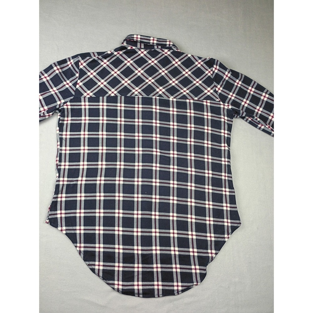 Eden & Olivia Button Up Shirt Women's Medium M Red Blue White Plaid Long Sleeves - Picture 7 of 8